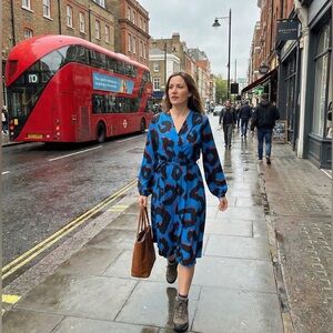 Flounce London Blue Long Sleeve Dress Sz 6